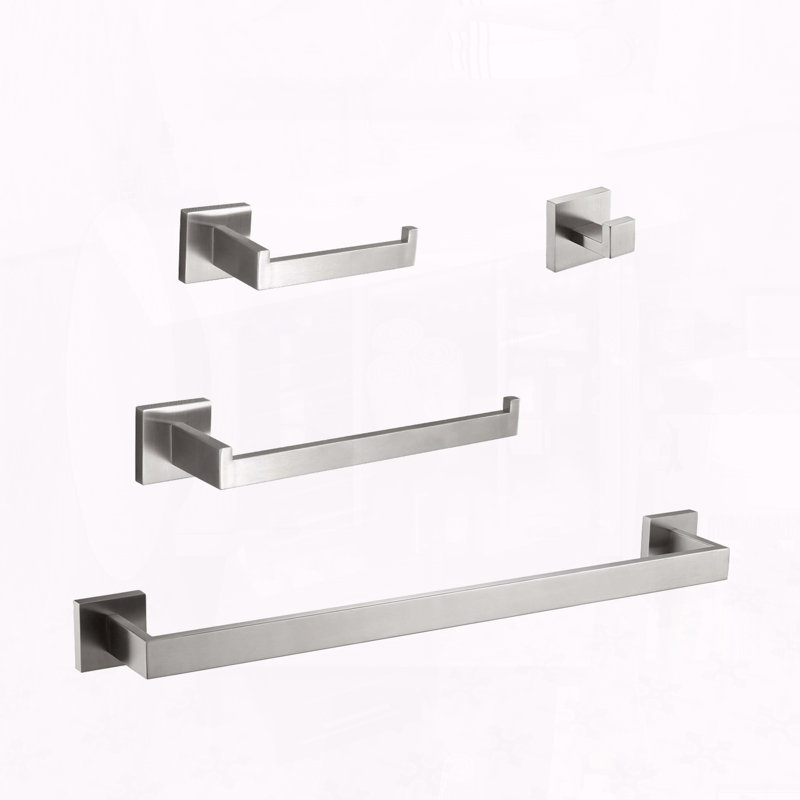 4-Piece Stainless Steel Bathroom Hardware Set, Brushed Nickel