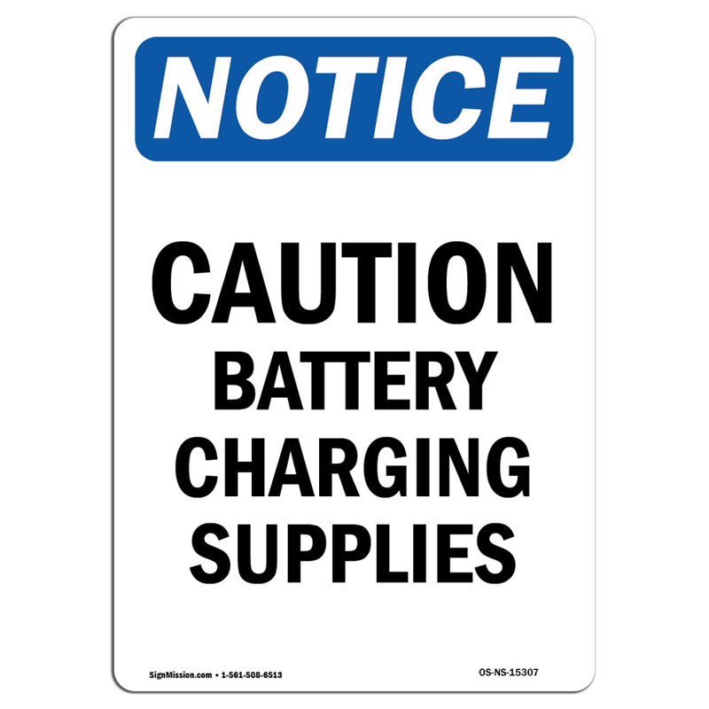 Caution Battery Charging Supplies Sign