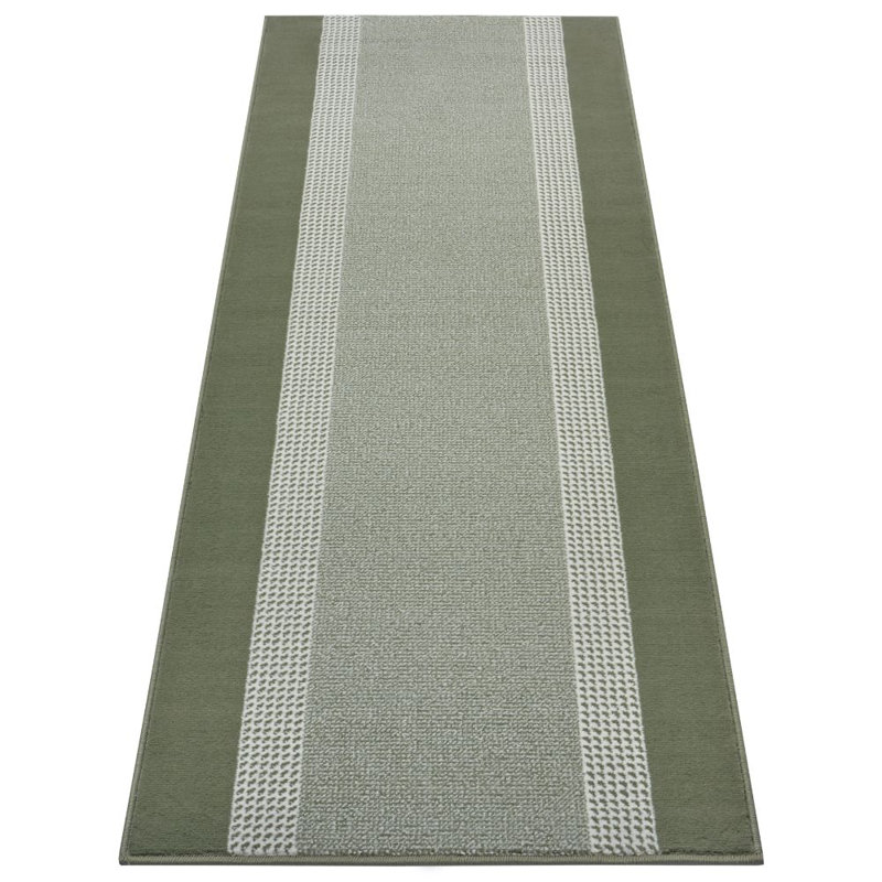 Flatweave Green Rug, Runner 80 x 300cm