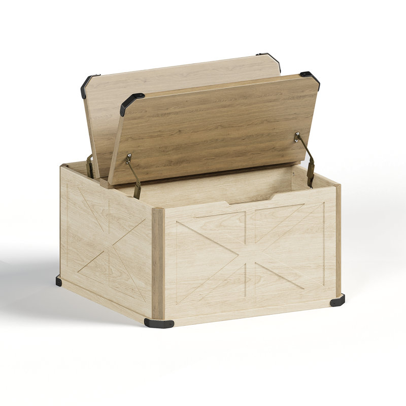 Table basse 31,5 "avec rangement, Naturel / Beige