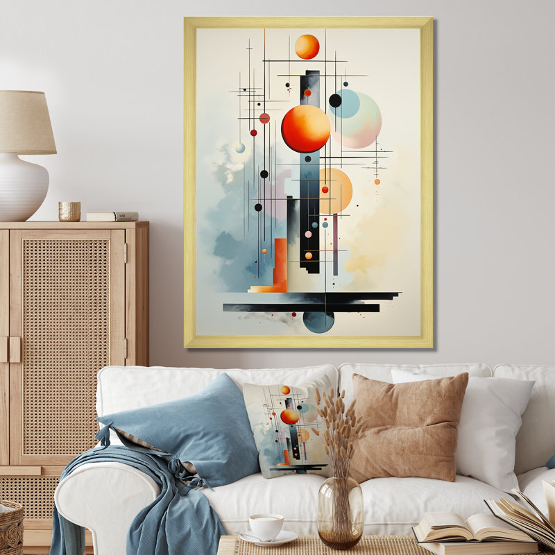 Impression abstraite sur toile Higa, H 32 po x l 24 po x P 1 po, Encadrement doré