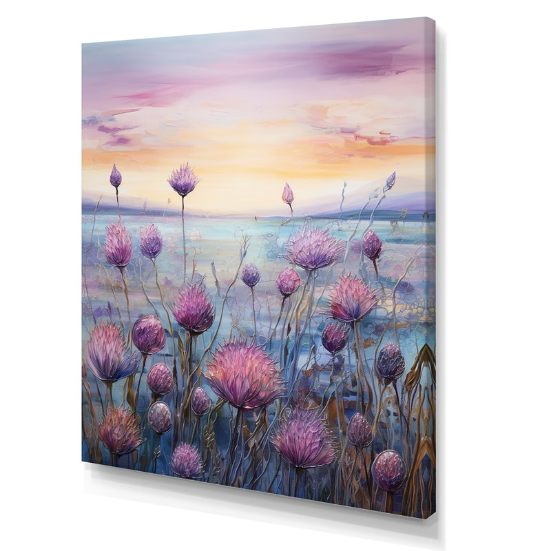 Minimalisme, chardon, nature, fluorescence III sur toile, H 32 po x l 16 po x P 1 po, Toile tendue