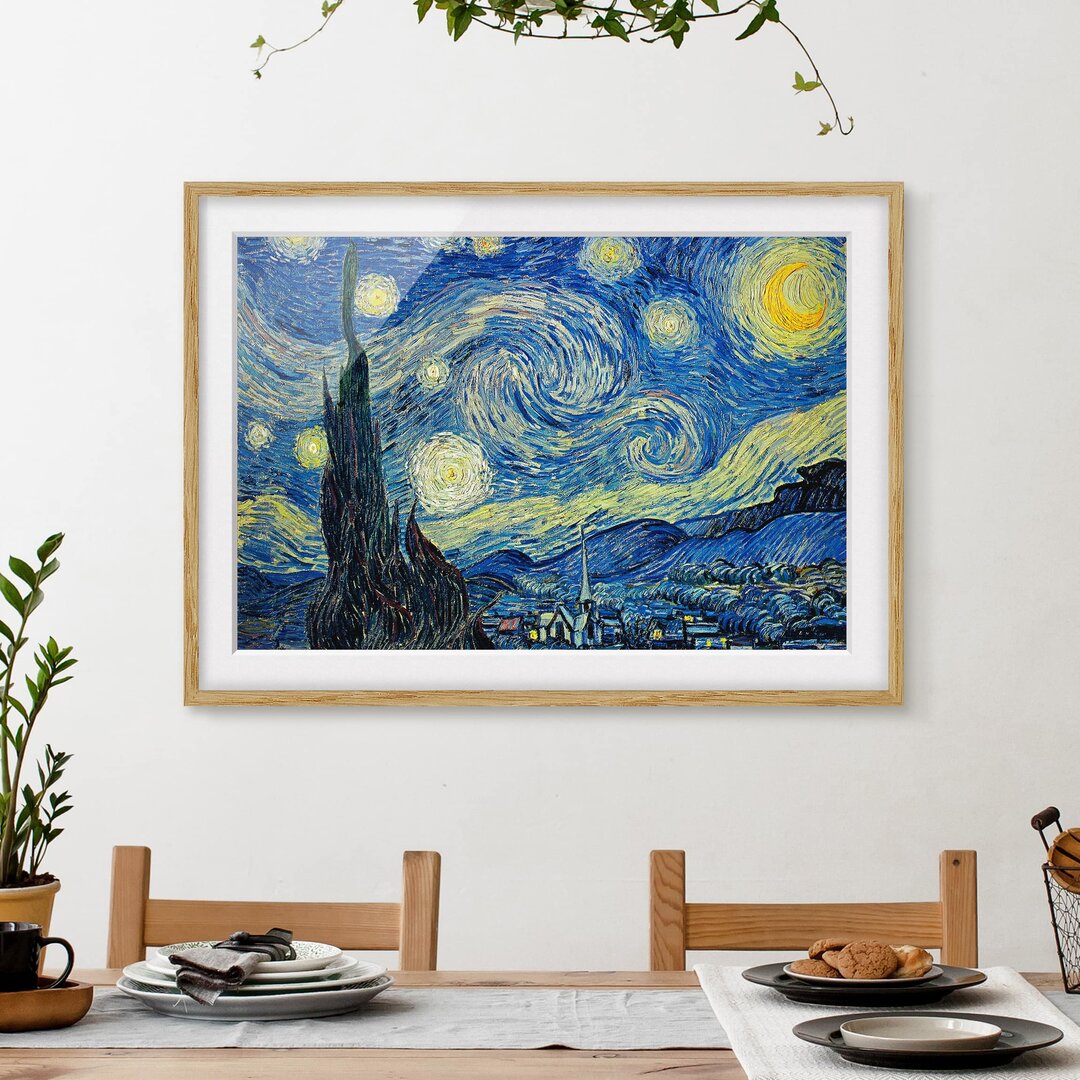 Gerahmtes Papierbild Sternennacht von Vincent van Gogh