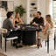 Ensemble de table de salle à manger 5 pièces de style contemporain avec 4 chaises rembourrées, table de poker ronde de 52 po avec porte-gobelets, base en roseau avec accents dorés, ensemble de jeu et de salle à manger convertible pour 4 joueurs-128975919