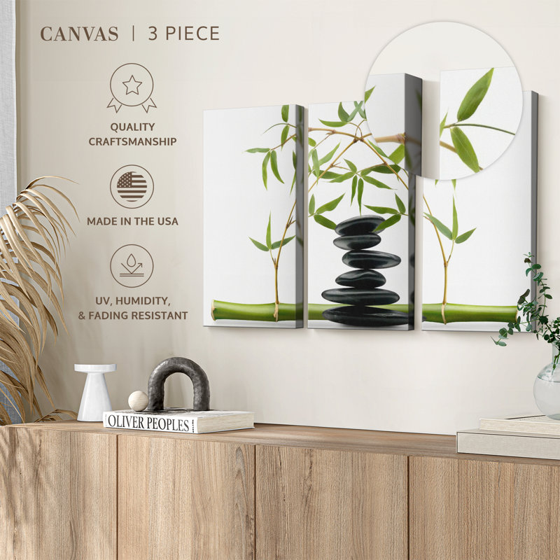 Nature «Galets zen et bambou» sur, H 48 po x l 74 po
