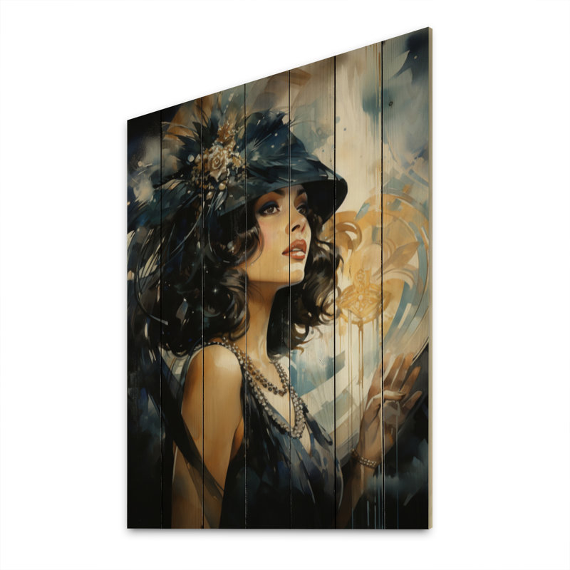 «Fashion 1920S Roaring Portrait I», H 20 po x l 10 po x P 0,78 po