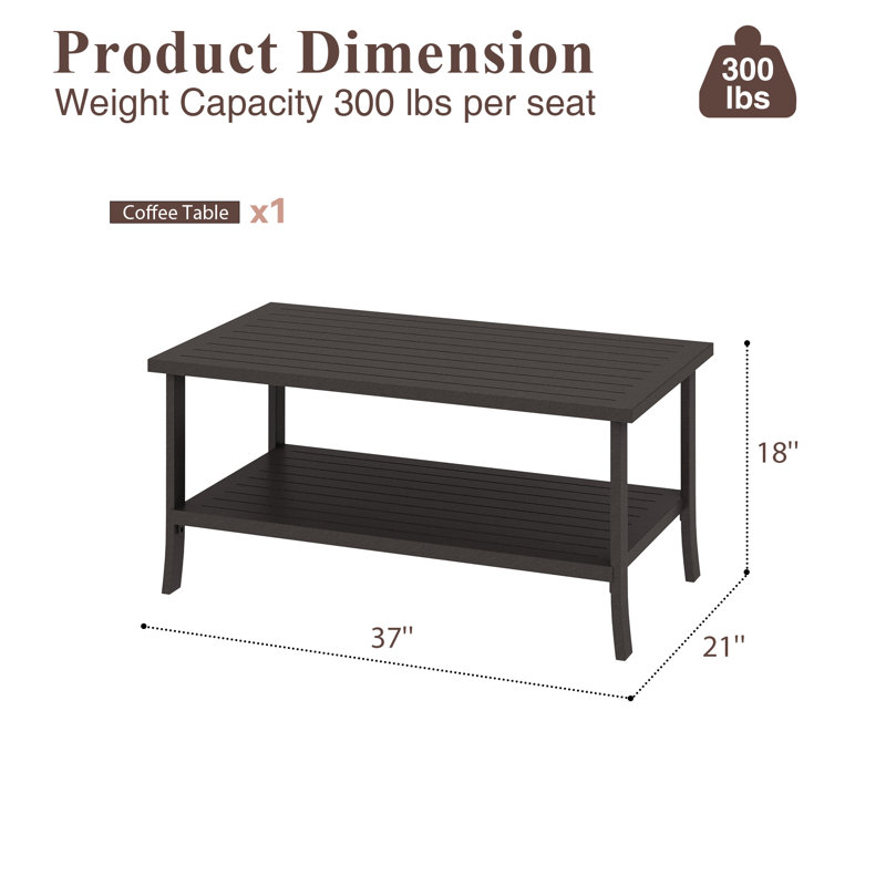 Deimos Rectangular Iron Outdoor Coffee Table