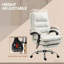 Fauteuil de bureau en microfibre à massage, fauteuil inclinable chauffant avec repose-pieds, blanc crème-130473501