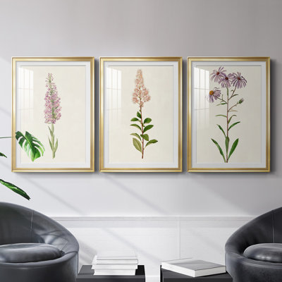 Mauve Garden Flowers I, reproduction encadrée de qualité supérieure - prête à être accrochée