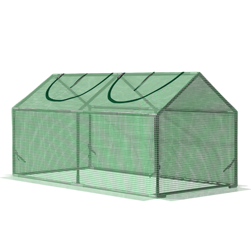 Mini serre 4 pi x 2 pi avec housse en PE et fenêtres à enroulement, indispensable pour le jardinage intérieur et extérieur, protège contre les intempéries, garde la chaleur, protège, structure en acier stable, vent, assemblage nécessaire au froid