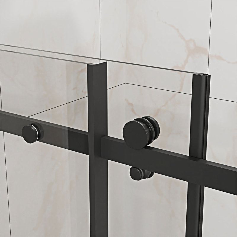 Porte de douche coulissante sans cadre, Noir mat
