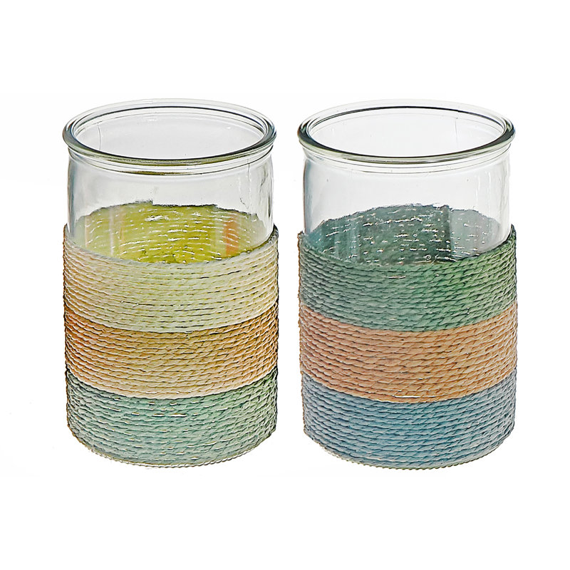 Porte-bougie Gia en papier assorti - ensemble de 2, H 5,91 po x l 3,94 po x P 3,94 po