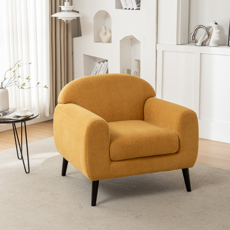 Bratchell Upholstered Accent Chair with Round Arm, Yellow Polyester