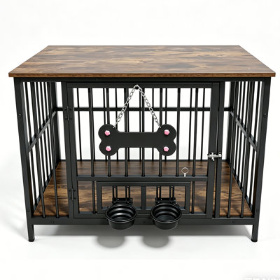 41.34" L x 25.59" W 28.62" H Metal Dog Cage Brown+Black Durable 1 Piece