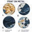 «Blue Ethereal Coastal Horizon», art mural rond moderne abstrait, art mural en métal bleu-579646953