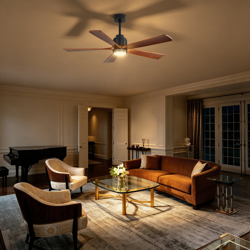 52'' Dimmable Solid Wood Blades Ceiling Fan With Lights And Remote Control Reversible Dc Motor Timer Memory, Black