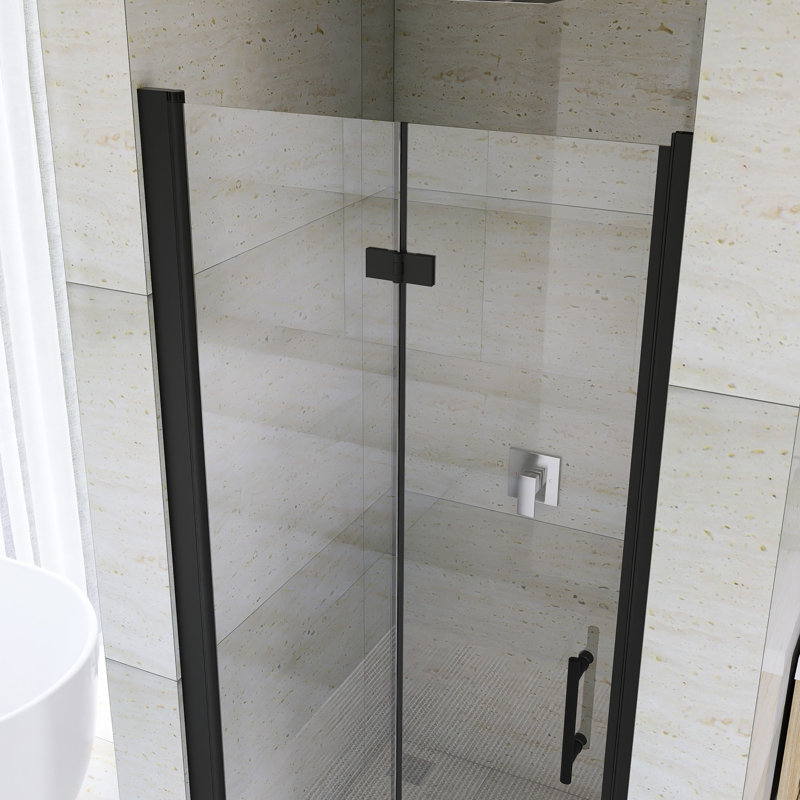 36 "X 72" Aluminum Frame Bifold  Shower Door In Matte Black Finish