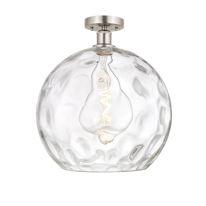 Cindi Glass Semi Flush Mount, 15.25" H x 13.75" W x 13.75" D, Brushed Satin Nickel