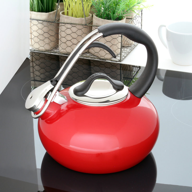 Chantal Loop 1.8 qt Enamel on Steel Whistling Stovetop Kettle, Red