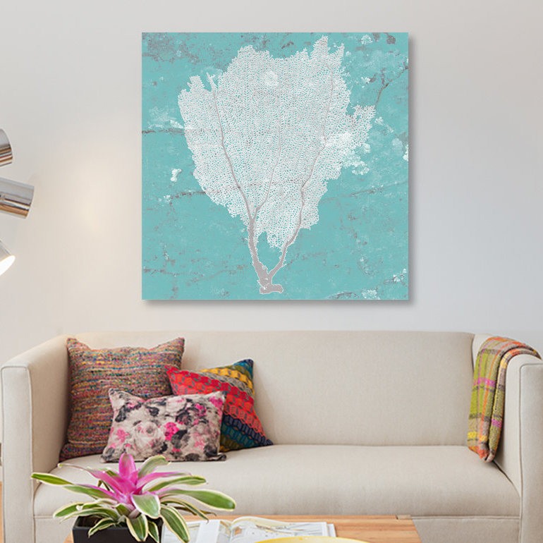 « graphic sea fan i », impression sur toile, H 12 po x l 12 po x P 0,75 po, Toile tendue, Pas de tapis