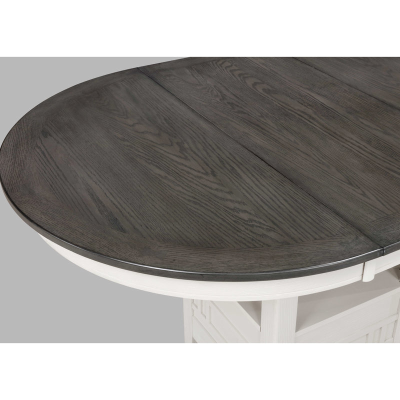 Table ovale extensible de 18 po avec rangement à 5 pièces de style contemporain avec revêtement gris, 5 pièces, avec table de salle à manger de 4 pièces