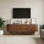 Meuble télé en noyer pour téléviseur de 75 po, console de télévision moderne 66,9 po avec tiroirs et armoires de rangement