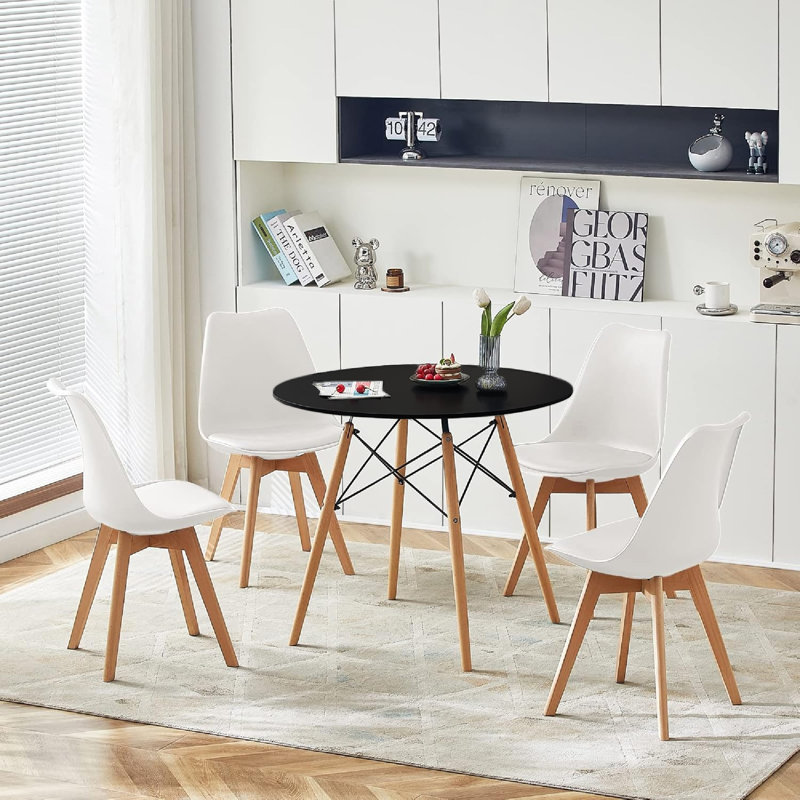 Table de salle à manger Philean, Noir, H 28,7 po x L 39,3 po x l 39,3 po