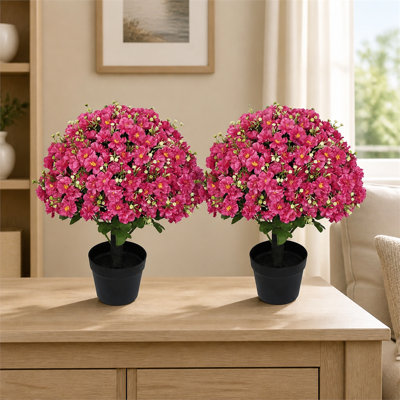 2 pots de lotus artificiel rose rouge de 61 cm (24 po), fleurs artificielles résistantes au soleil, décoration pour espaces intérieurs et extérieurs