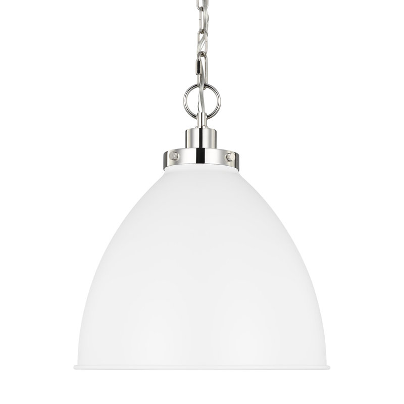 Wellfleet 1 - Light Pendant, Matte White, 19.5" H x 17.5" W x 17.5" D, Polished Nickel