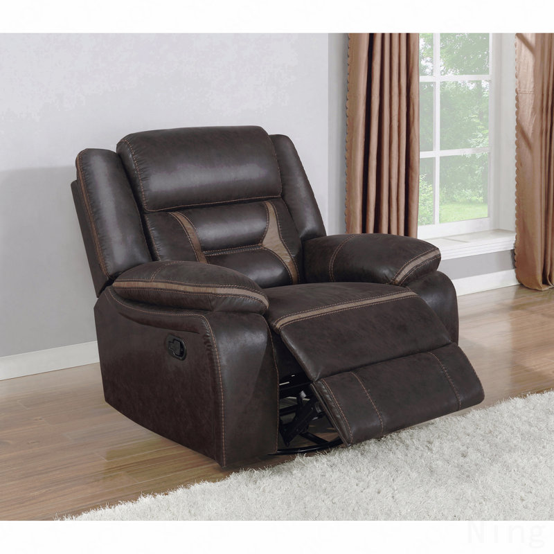Fauteuil inclinable et pivotant rembourré avec accoudoirs coussinés, Brun