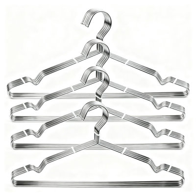Cintres robustes en acier inoxydable avec encoche antidérapante, paquet de 40 (argent)