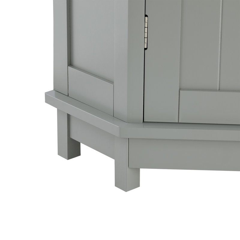 Ralston 31'' Contemporary Triangle Corner Cabinet With Adjustable Shelves And Moisture-Resistant MDF, Grey