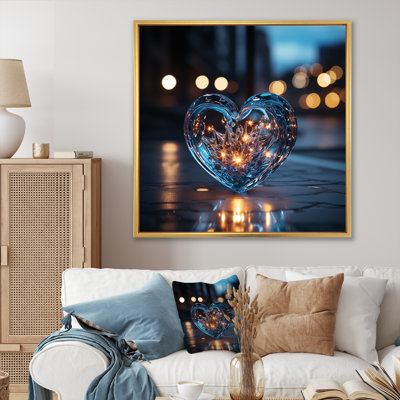 " Blue Neon Heart Shape I "