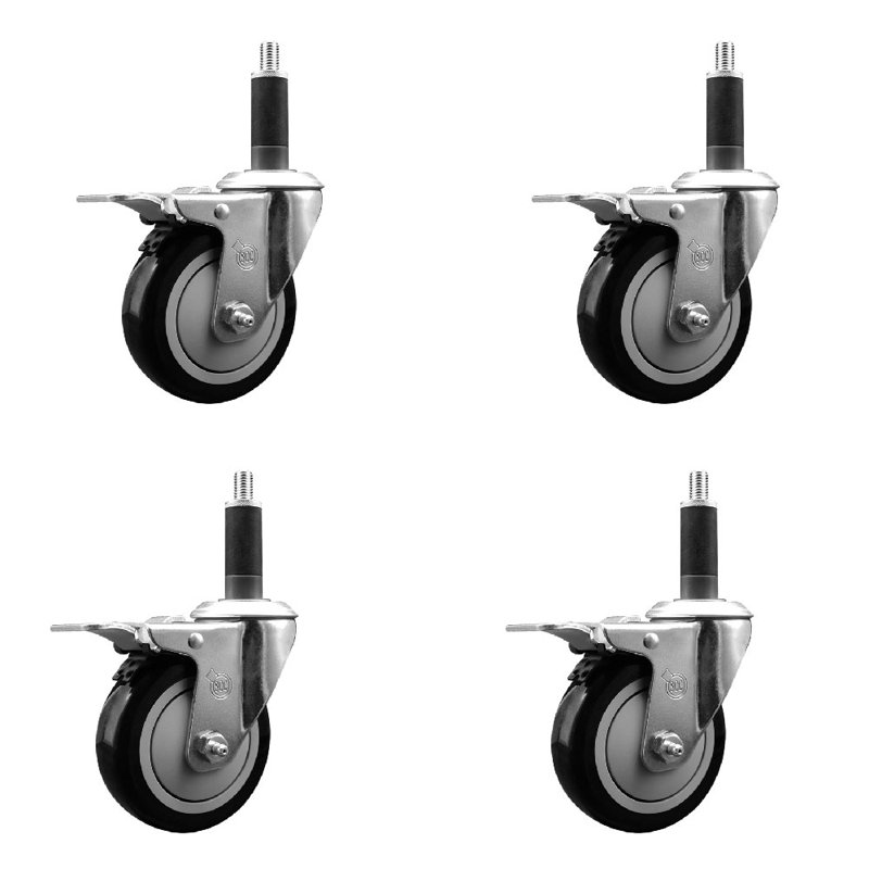 Ensemble de roulettes extensibles 4 po 4 po, Noir