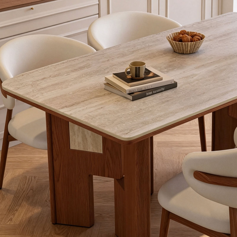 Table en pierre frittée French French, 29.5" H x 70.9" W x 35.4" D