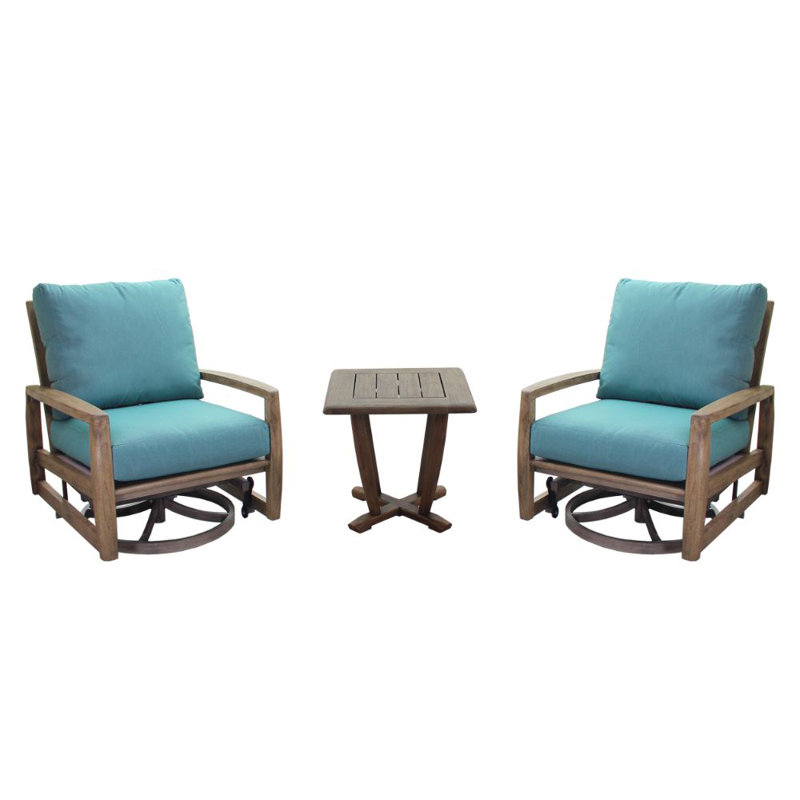 Ensemble de conversation en teck sunbrella avec coussins et coussins pour terrasse avalon