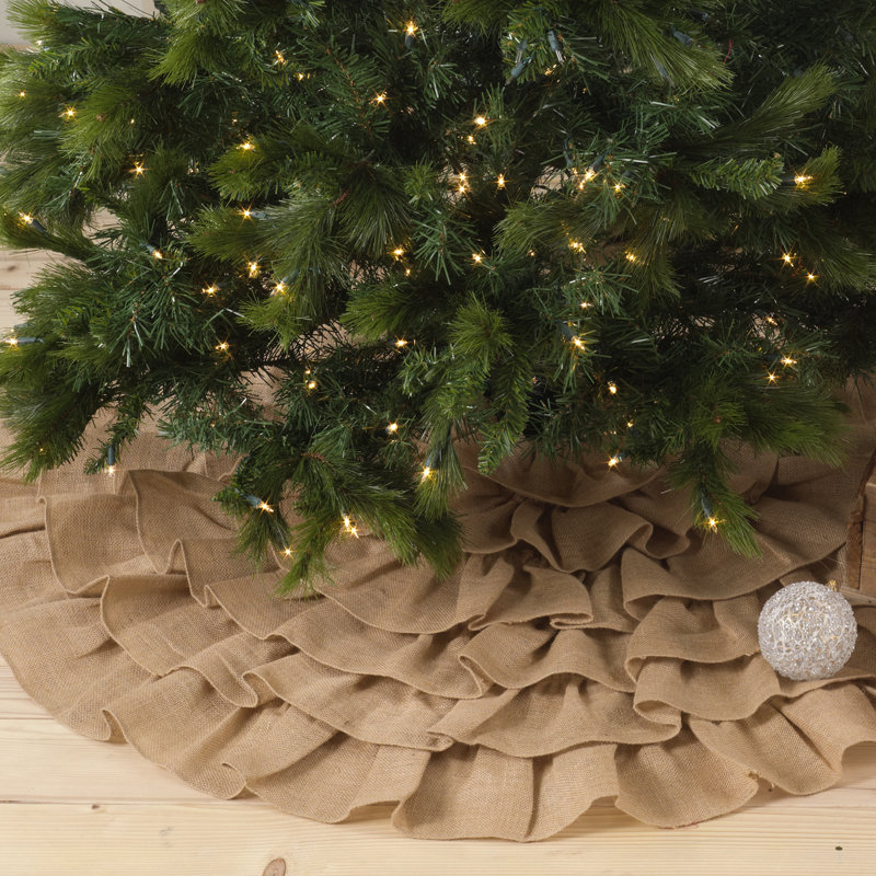 Natural Jute Ruffled Christmas Tree Skirt, 72"