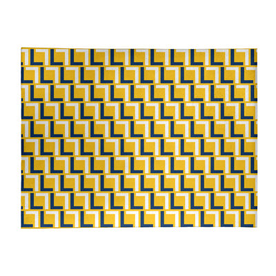 Tapis géométrique jaune / bleu / blanc