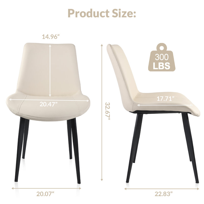 Shenay PU Leather Dining Room Chair with Metal Legs for Indoor Kitchen Living Room, Beige, 4