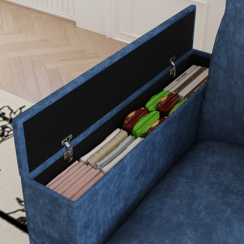 Canapé modulaire en L de 97 po avec rangement de 5 pièces, Bleu