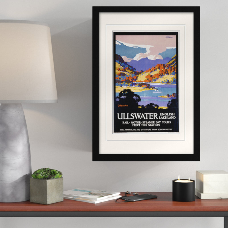 Ullswater - Print, 40cm H x 40cm W x 1.3cm D, Black Frame, Yellow