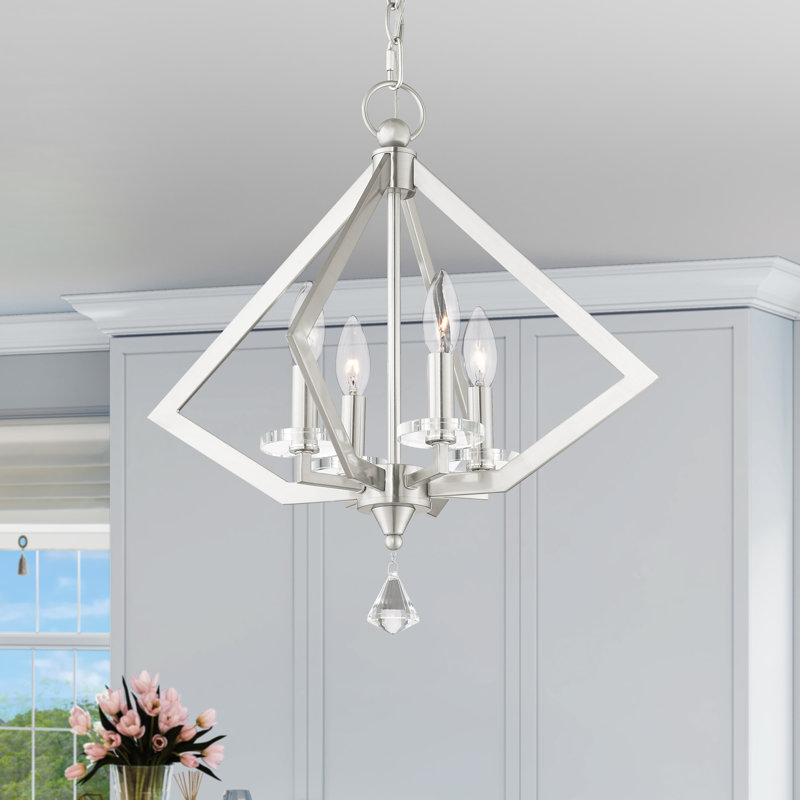 Djanae 4 - Light Dimmable Geometric Chandelier, Brushed Nickel