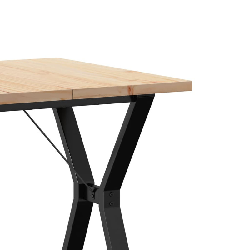 vidaXL Dining Table Y-Frame Solid Wood Pine and Steel, 75.5cm H x 70cm L x 70cm W, Brown, white and pink