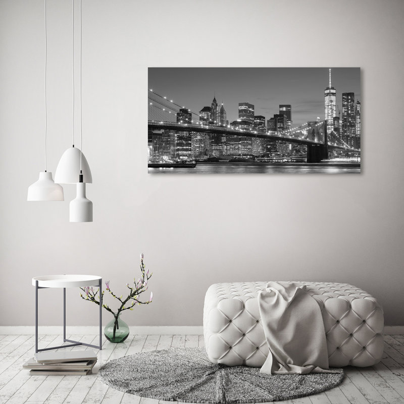 Manhattan By Night - Wrapped Canvas Print