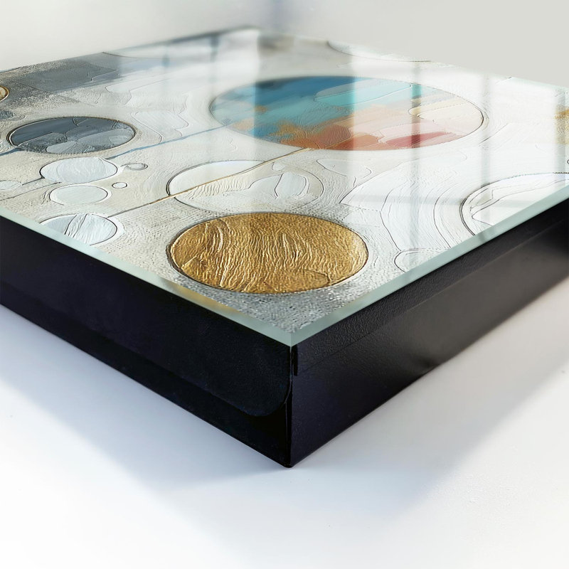 Key cabinet for wall, Opens to the right, 30x30x5, White, Abstract circles in pastel colors, 