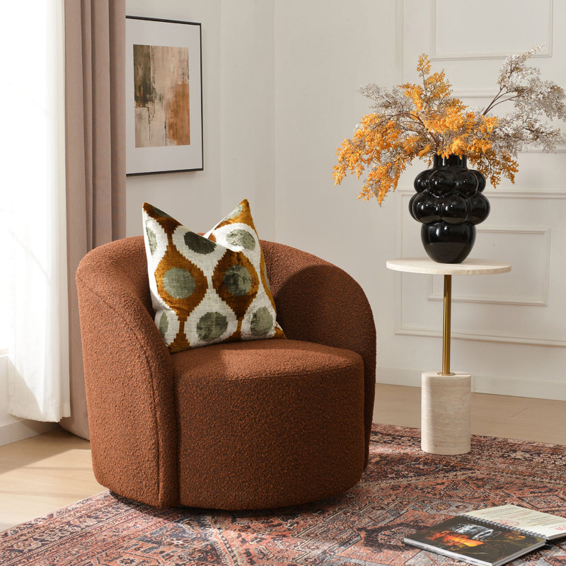 Fauteuil demi-tonneau pivotant Clcle, Brun