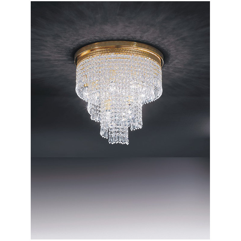 Twister Crystal Semi Flush Mount, 24k Gold