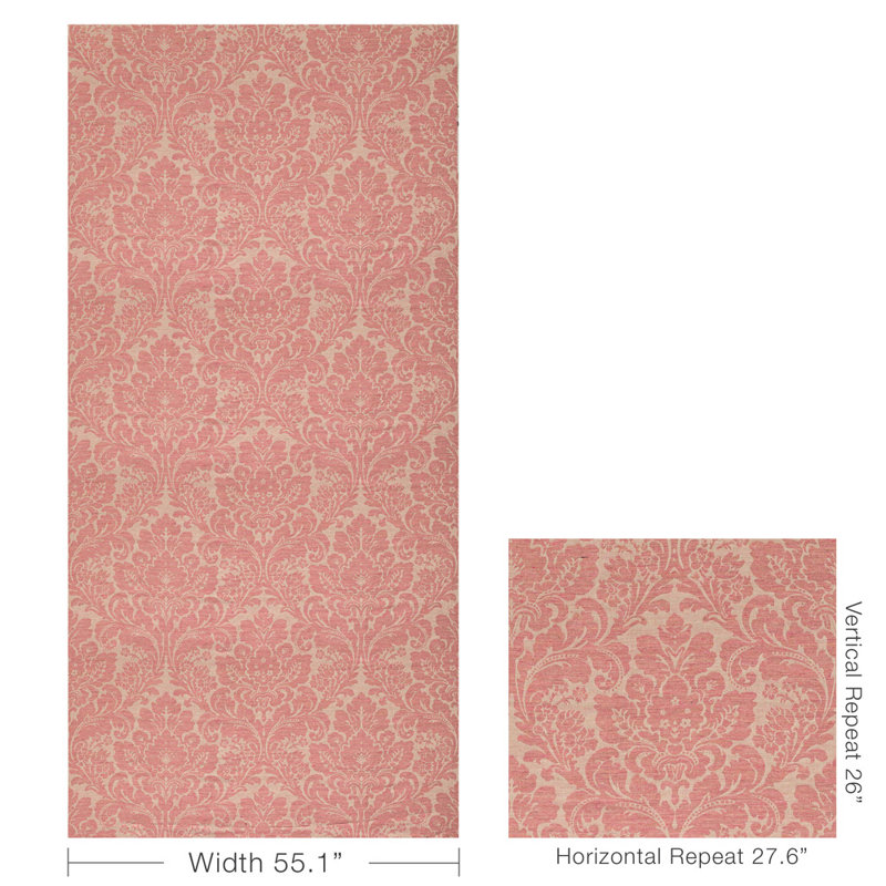 Acanthus Damask Fabric, Berry