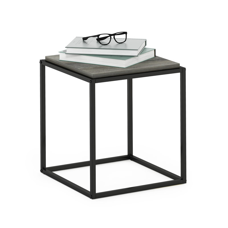 Emilda 38.2cm W Metal Shelving Unit, French Oak Grey/Black