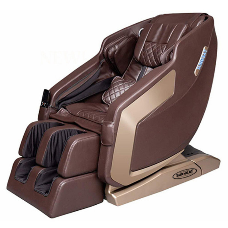 Fauteuil de massage inclinable chauffant en similicuir, Similicuir brun